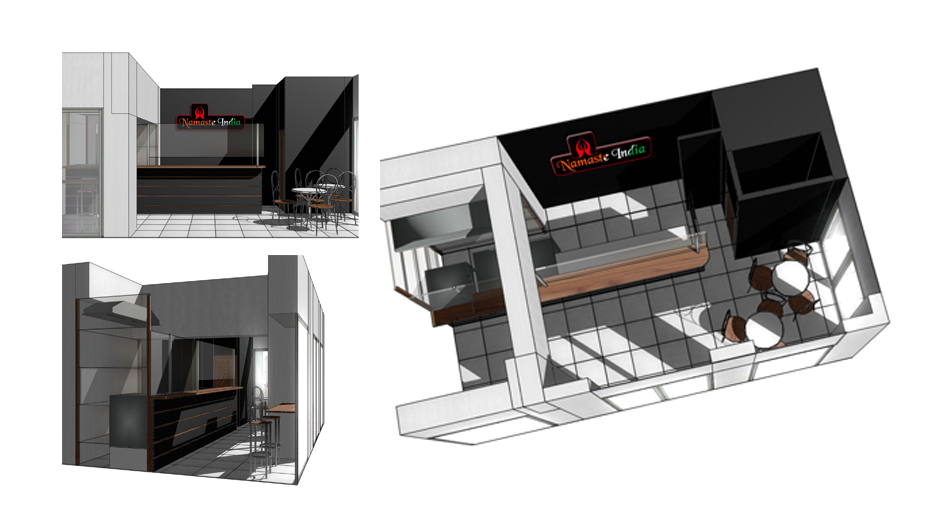 Design and visualization of the interior of the cafe «Namaste India»