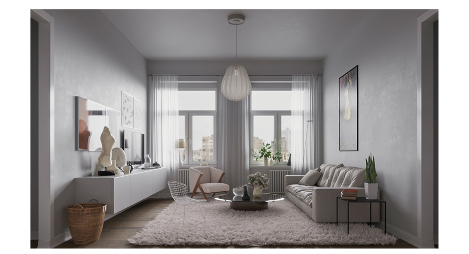 Design and visualization of the living room in bright colors (1)