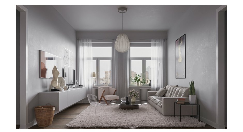 Living room in light colours