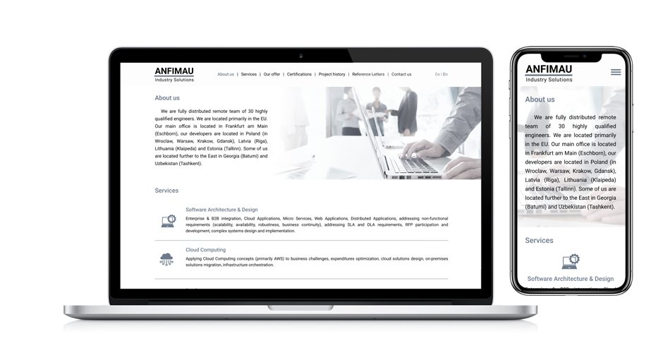 ANFIMAU Industry Solutions website